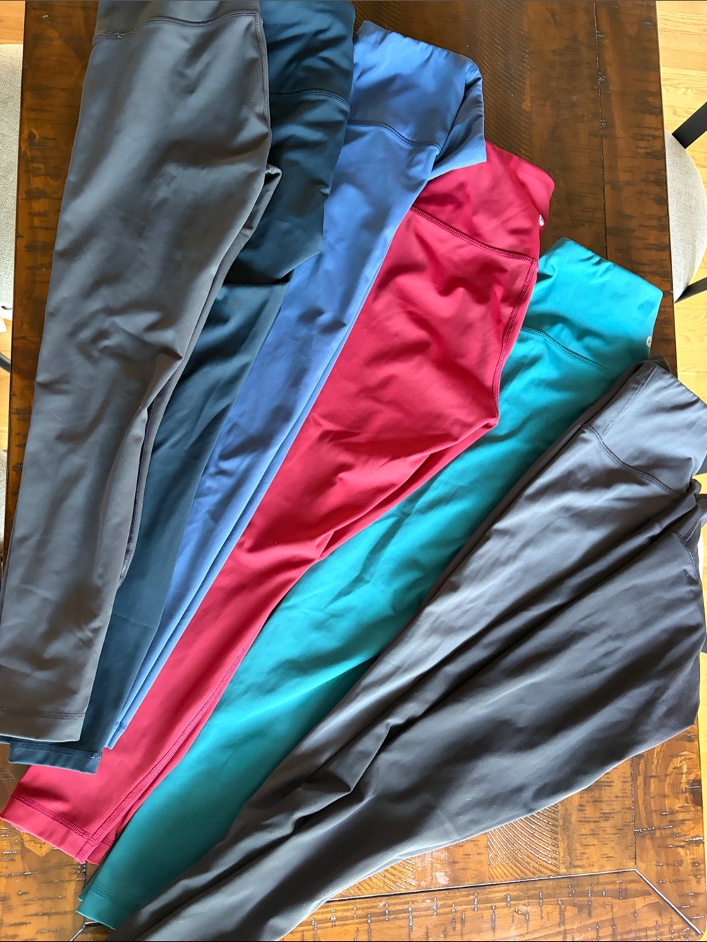90 Degree By Reflex BUNDLE (7) Teal, Red, Blue & Gray Active Leggings Set